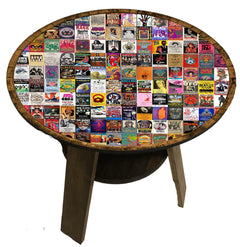 Round Music-Themed End Table with Shelf for Bar or Pub