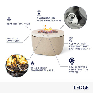 Round Propane Fire Pit Table with Lava Rocks – 70,000 BTU Outdoor Fire Pit
