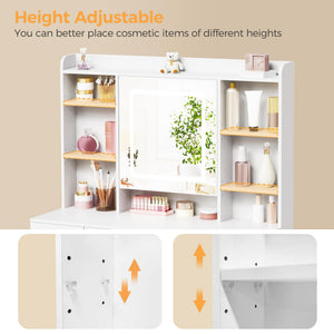 Lighted Makeup Vanity Desk with Mirror, Drawers & Storage