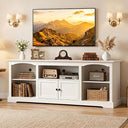 LUCKLIFE 71" TV Stand for TVs up to 80 Inch,Modern Farmhouse Entertainment Center with Arched Cabinet Doors & Open Adjustable Storage Shelves,Media Console Table for Living Room (Black, 71 inch)
