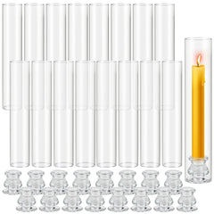 Clear Glass Hurricane Candle Holders Set of 16