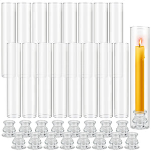 Clear Glass Hurricane Candle Holders Set of 16