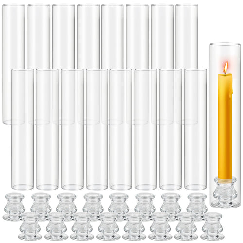 Clear Glass Hurricane Candle Holders Set of 16