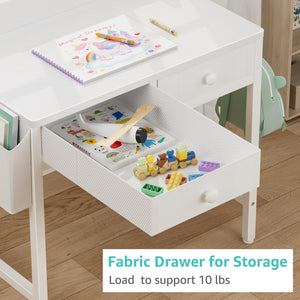 Kids Desk and Chair Set with Fabric Drawers and Storage