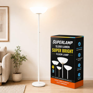 LED Floor Lamp – 10000 Lumen, 75W Dimmable, 5 Color Temps, 85+ CRI