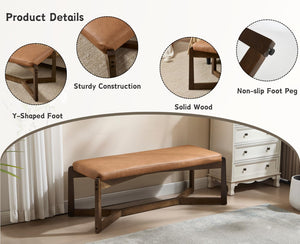 Upholstered Entryway & Bedroom Bench with Y-Leg Wood Frame
