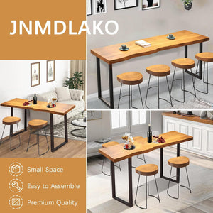 55" Solid Wood Industrial Bar Table – Counter Height Pub Table