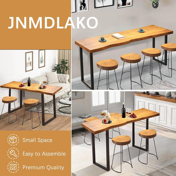 55" Solid Wood Industrial Bar Table – Counter Height Pub Table