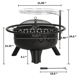 31" 2-in-1 Wood Burning Fire Pit with Swivel Cooking Grate