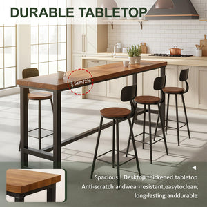 Solid Wood Bar Height Table with Metal Legs