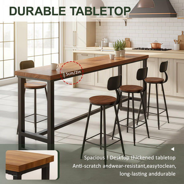 Solid Wood Bar Height Table with Metal Legs