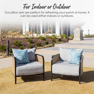Outdoor Throw Pillows Set of 4 – 17"x17" Reversible Polyester