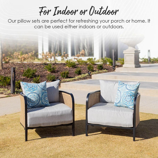 Outdoor Throw Pillows Set of 4 – 17"x17" Reversible Polyester