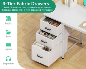 51-Inch Computer Desk with Drawers & Power Outlets