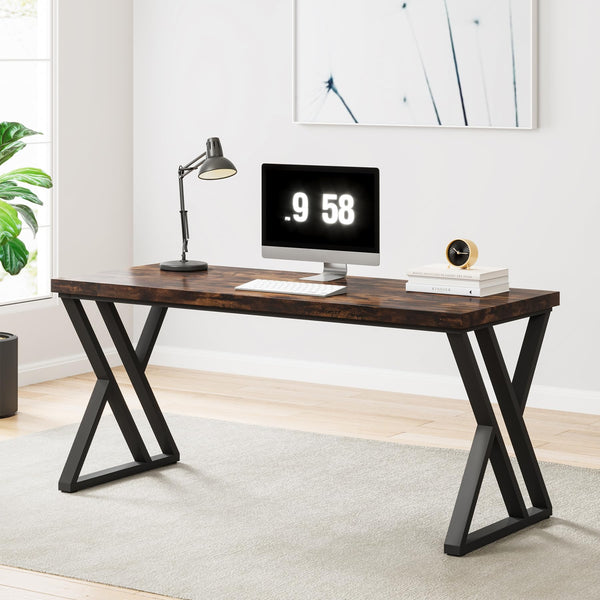 55-Inch Z-Shaped Metal Leg Computer Desk