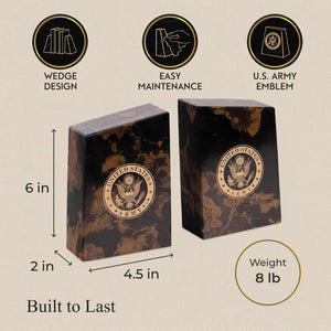 Tiger Eye Marble Military Bookends Set of 2