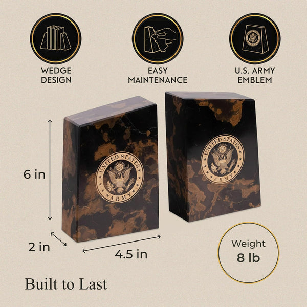 Tiger Eye Marble Military Bookends Set of 2