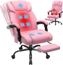 HOFFREE Heated Office Chair Massage Desk Chair with Heat 400lbs Executive Reclining Home Desk Chair with Footrest,Linkage Armrests for Heavy People(Black)