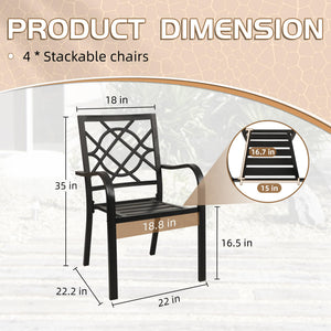 Stackable Metal Patio Dining Chair with Armrest
