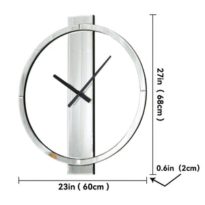 Large Mirror Wall Clock with Round Glass Face