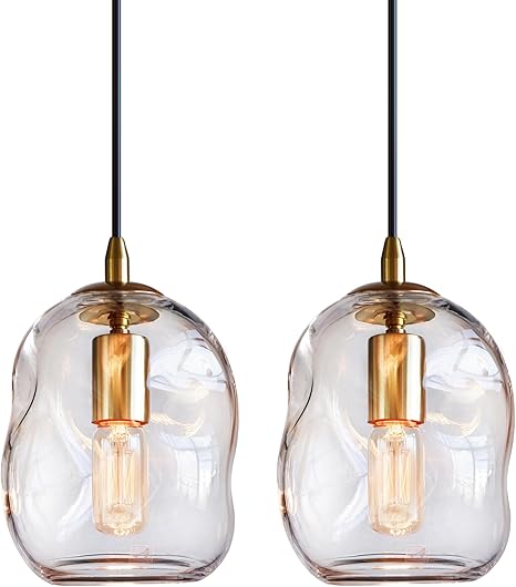 Hand Blown Art Glass Pendant Light – Modern Kitchen Island & Dining Room Fixture
