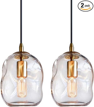 Clear Glass Globe Pendant Lights with Brass Hardware