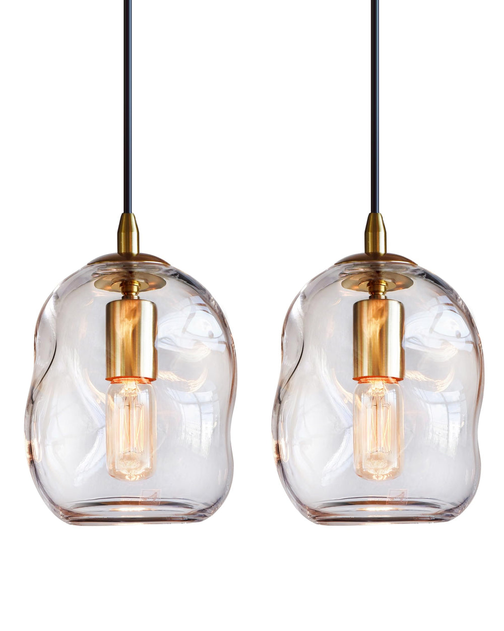 Clear Glass Globe Pendant Lights with Brass Hardware