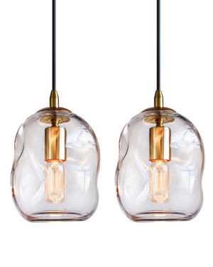 Clear Glass Globe Pendant Lights with Brass Hardware