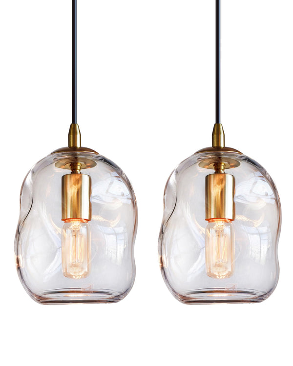 Clear Glass Globe Pendant Lights with Brass Hardware