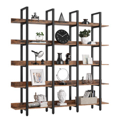 Triple Wide 5-Tier Industrial Bookcase
