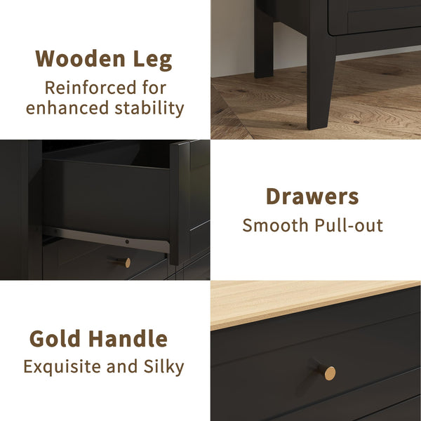6-Drawer Dresser with TV Stand, 47" Wide