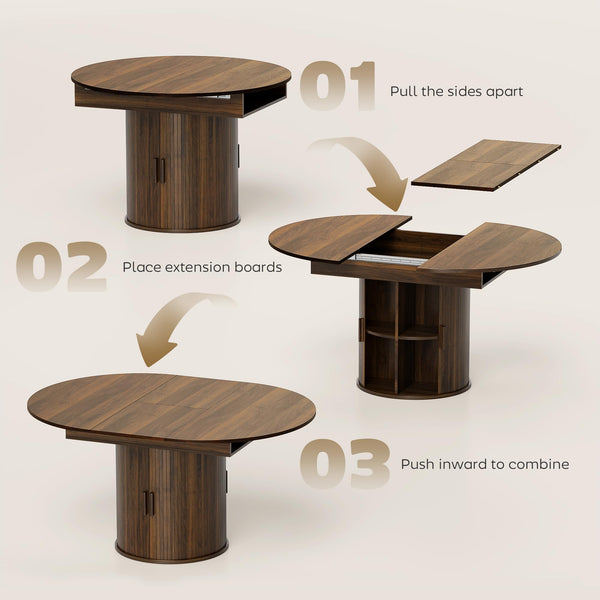 Extendable Dining Table with Storage Pedestal, Seats 4–6