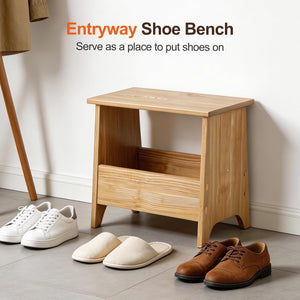 Small Storage Stool with Flat Top & Built-In Shelf