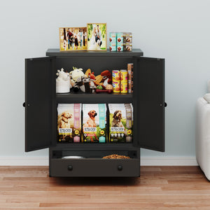 Metal Dog Feeding Station with Storage Cabinet and Elevated Bowls