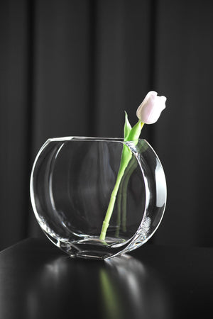 Clear Round Glass Vase 9.25" – Heavy Durable European Crystal