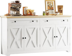 Farmhouse Buffet Cabinet Sideboard with Drawers and Coffee Bar Storage