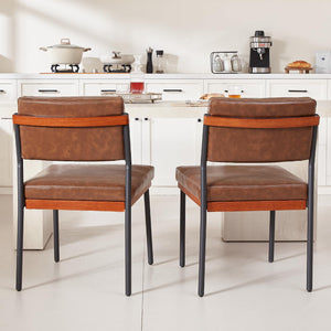 Upholstered Faux Leather Dining Chairs with Metal Legs
