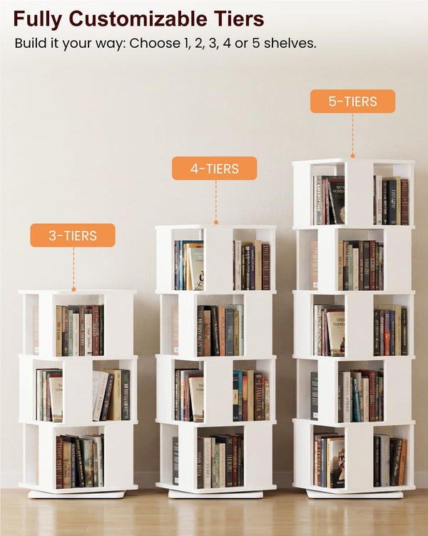 5-Tier Rotating Bookshelf Tower