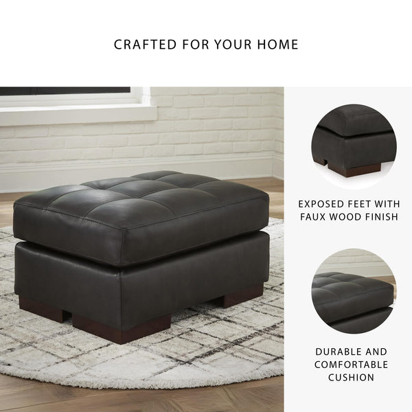 Leather Tufted Rectangular Ottoman, Dark Brown