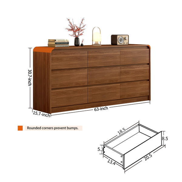6-Drawer Dresser – Engineered Wood & Oak, 47.2"W