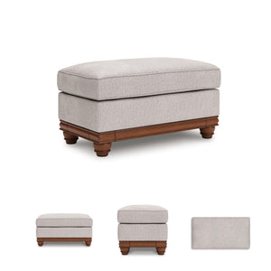 Farmhouse Upholstered Ottoman with Turned Legs