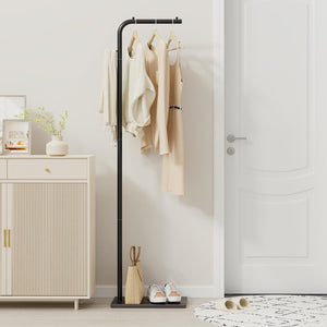 L-Shaped Metal Coat Rack with Rock Base