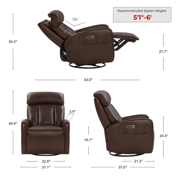 Power Swivel Recliner Chair with Triple Motor