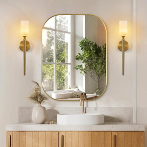 Alabaster Wall Sconce with Gold Bracket