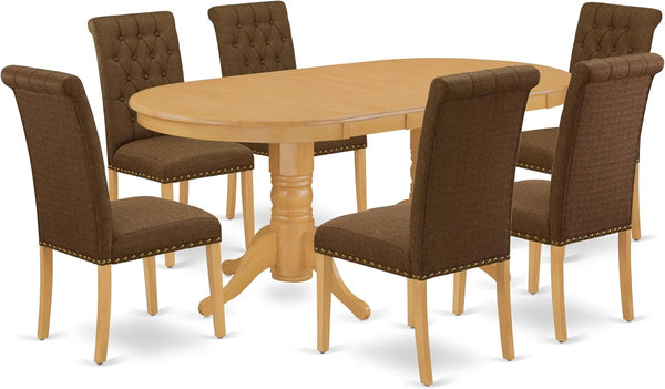 5-Piece Butterfly Leaf Oval Dining Set with Upholstered Chairs