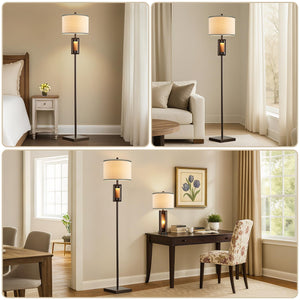 Rustic Farmhouse Floor Lamp with Night Light
