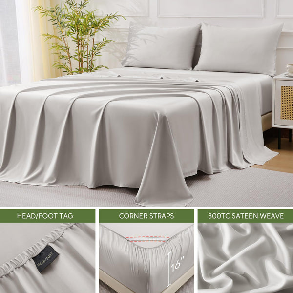 Bamboo King Bed Sheet Set – 4-Piece, 300 Thread Count, Deep Pocket