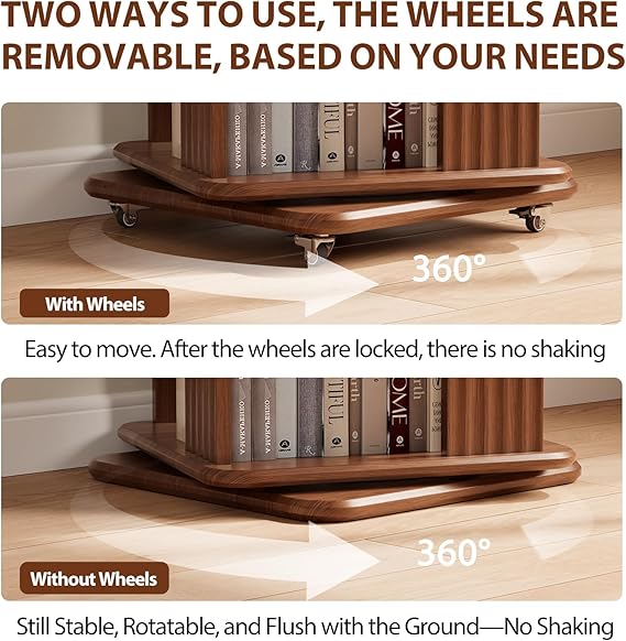 6-Tier Rotating Bookshelf Tower