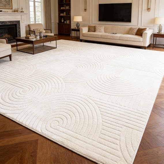 Soft High-Low Pile Area Rug – Washable, Non-Slip Indoor Rug for Living Room, Bedroom & Kids Room