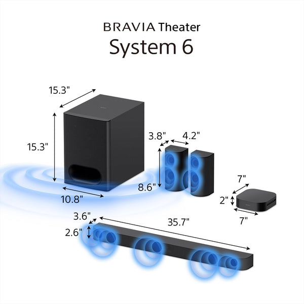 5.1ch Home Theater Soundbar System with Subwoofer & Rear Speakers